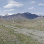 Panorama looking north from field sign towards LZ with runway at left side of photo.