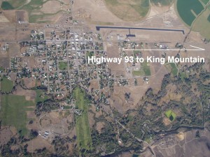 Aerial view of Mackay, Idaho looking east